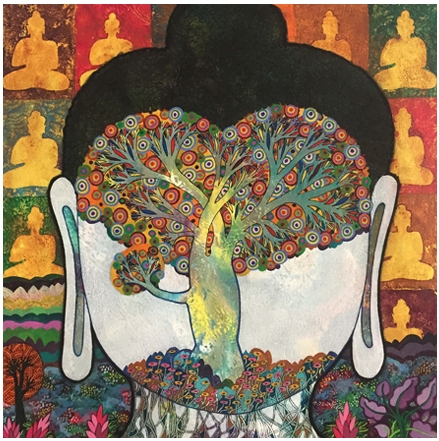 CM80  
Bodhi Tree VIII 
Mixed media on canvas 
24 x 24 inches 
Unavailable (Can be commissioned) 